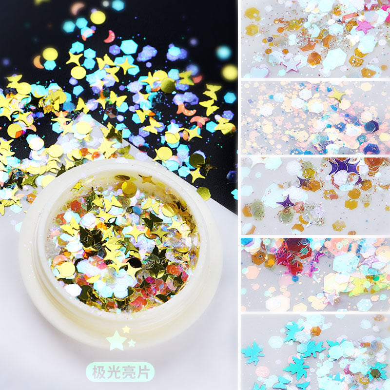 FFMB018 Nail Art Starry Laser Sequins, Irregular Starry Stars, Light Symphony Laser Sequins, Color-changing Set
