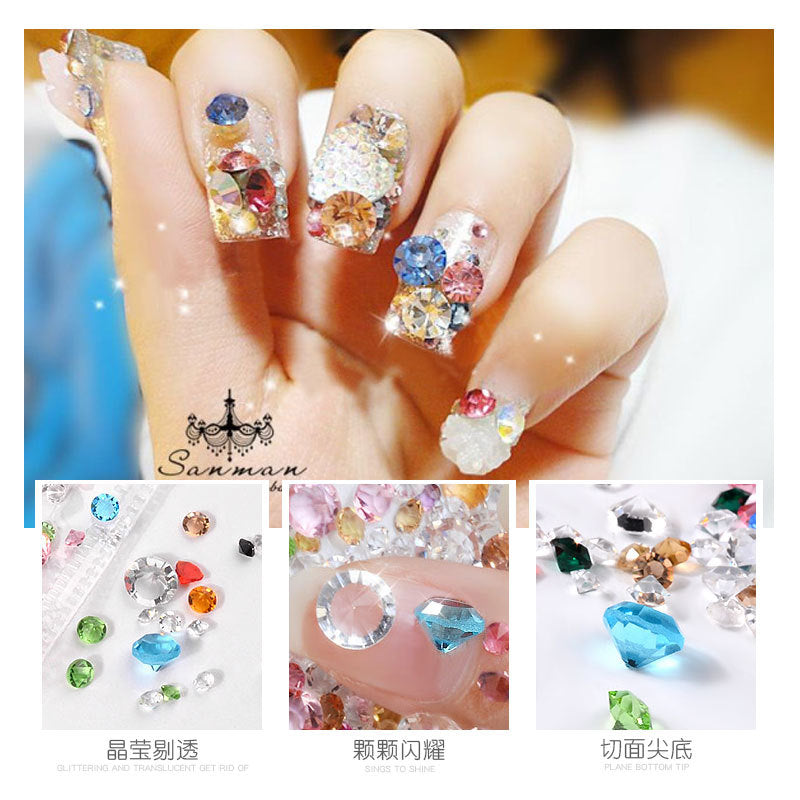 FDMD014 Nail Art Jewelry Mixed, Glass Micro-Drilled Rhinestones Loose Diamonds Transparent AB Jewelry Wholesale 10g