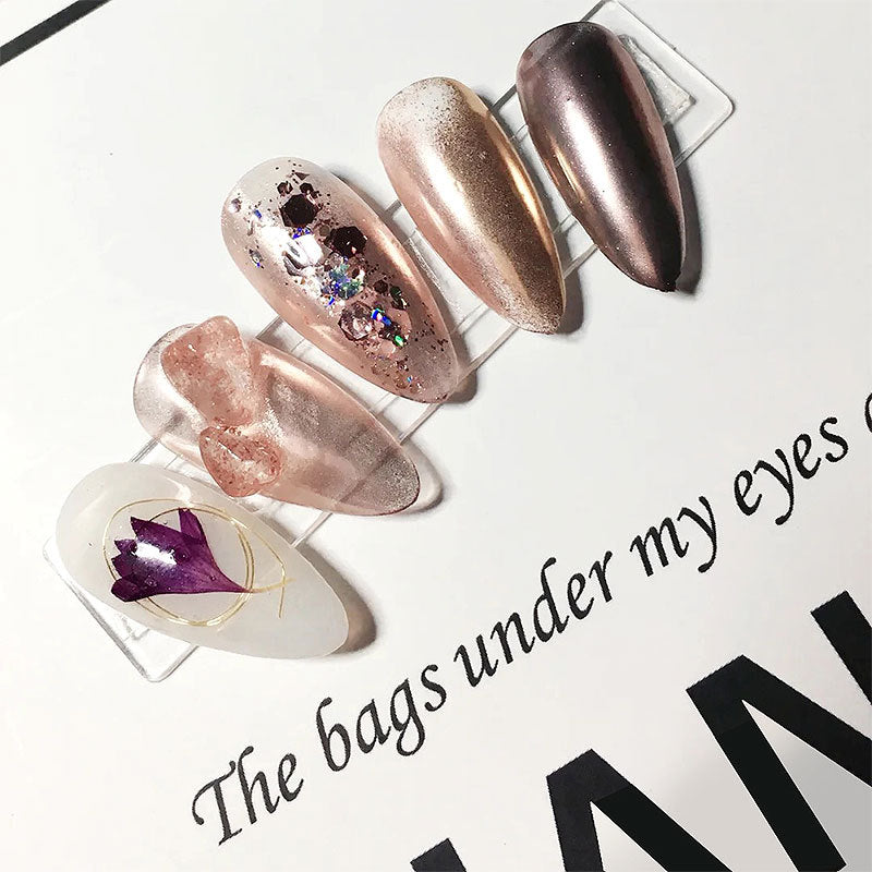 FDMC030 Nail Art Jewelry, Flat Bottom Shaped Diamond, Pearl Metal Ring Mixed Diamond Nail Jewelry