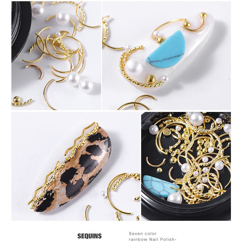 FDMC013 Nail Art Jewelry, Star and Moon Rivet Mix, Metal Mix Box Set, Nail Sequin Jewelry Wholesale