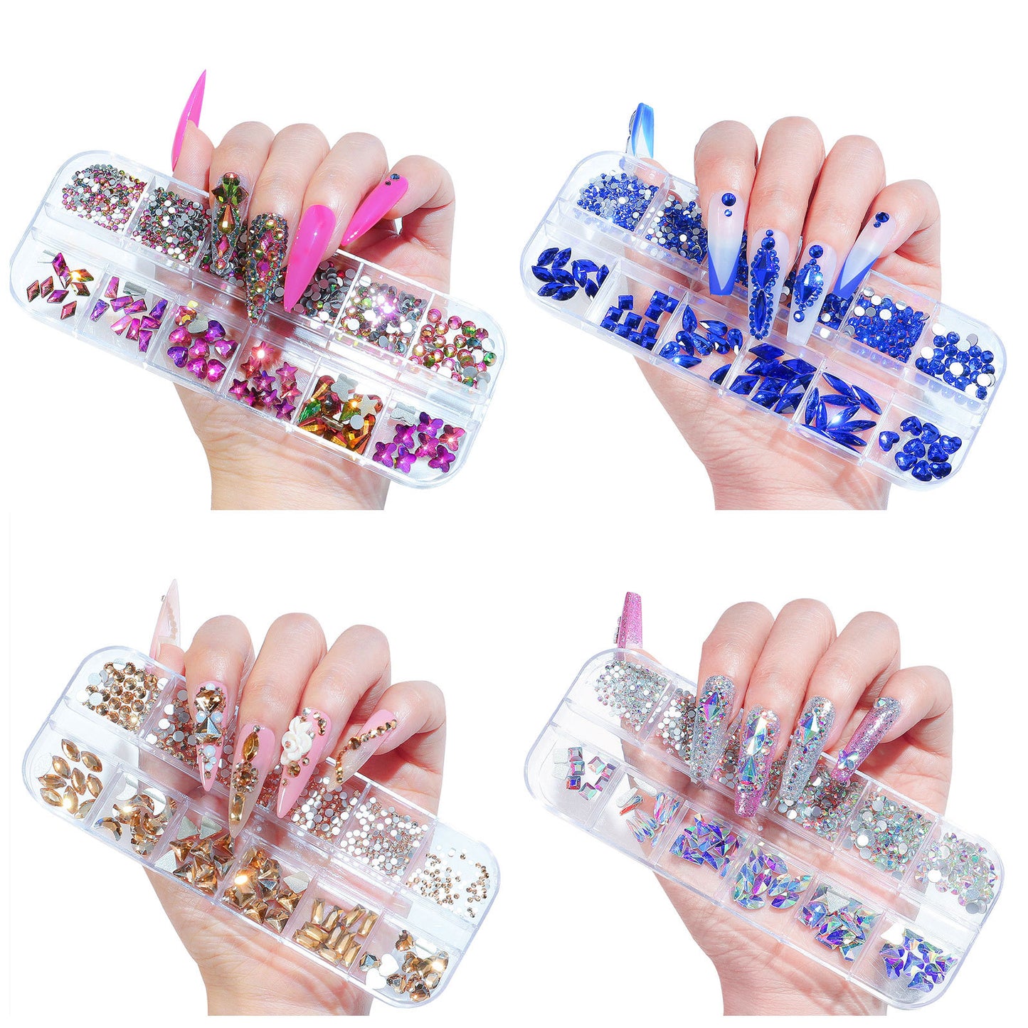 FDMC020 New 12 grid nail drill, shaped drill flat bottom rhinestone, AB nail jewelry drill nail decoration