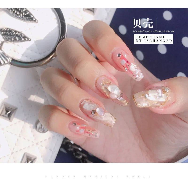 FDMC030 Nail Art Jewelry, Flat Bottom Shaped Diamond, Pearl Metal Ring Mixed Diamond Nail Jewelry