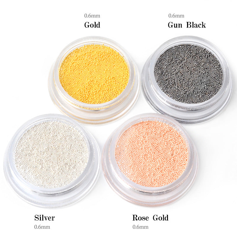 FDMC031 Nail Art Jewelry Gold and Silver Small Steel Balls, Nail Jewelry Flat Glass Rhinestones, Bottle Decorations
