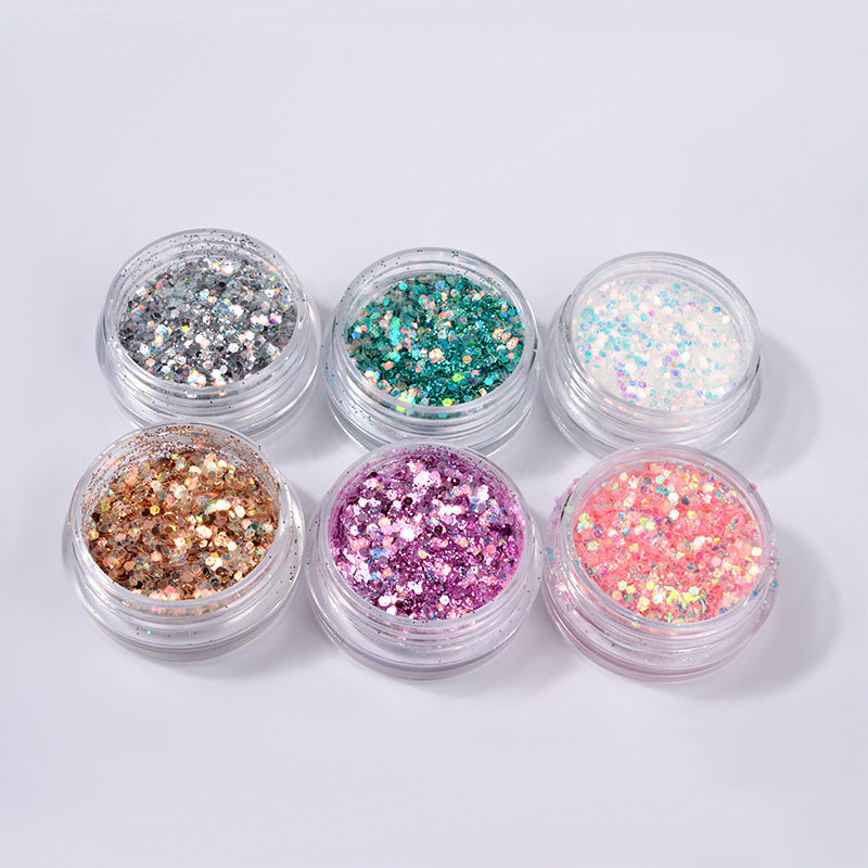 FFMB010 Nail Art Glitter Glitter, Wholesale Phototherapy Glitter, Nail Polish Decorations 6 Pack