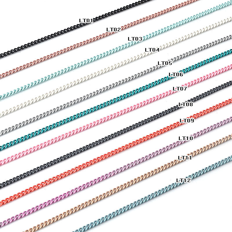 FDMD010 Nail Art Color Chains, Superfine Zipper Nail Decorations, Nail Art Decoration Chains Metal Chains 12 Colors