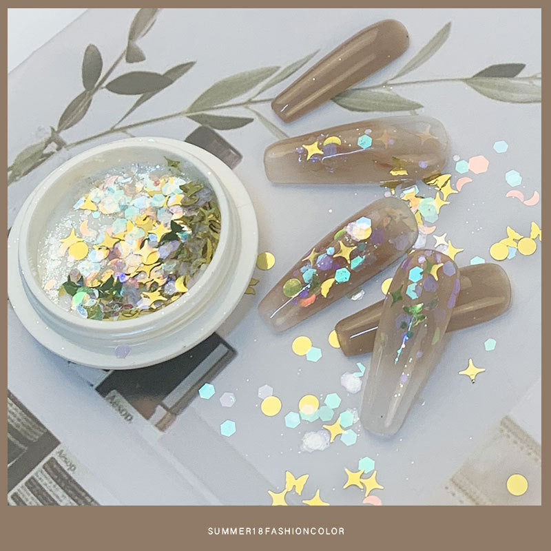 FFMB018 Nail Art Starry Laser Sequins, Irregular Starry Stars, Light Symphony Laser Sequins, Color-changing Set