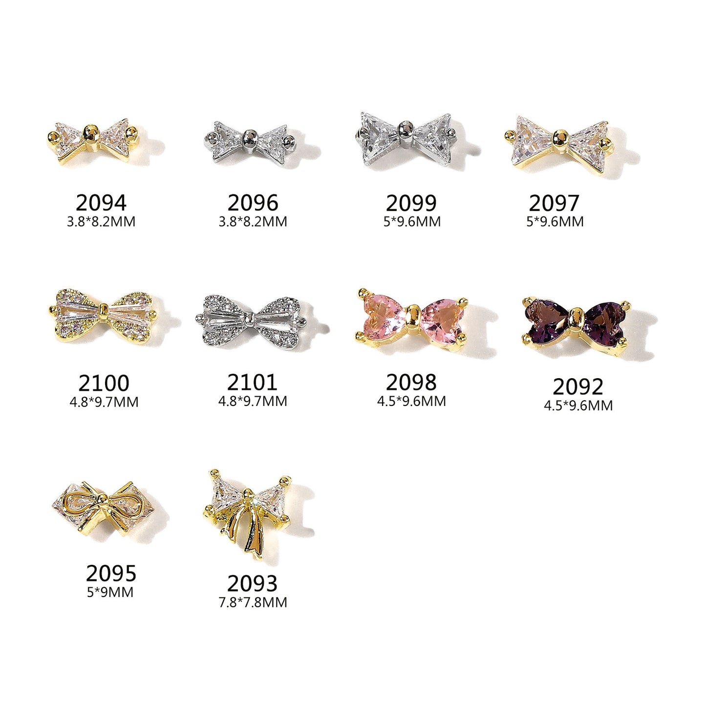 FDMD012 Simple fingertip triangular bow zircon jewelry, textured and versatile butterfly nails decorated with diamonds