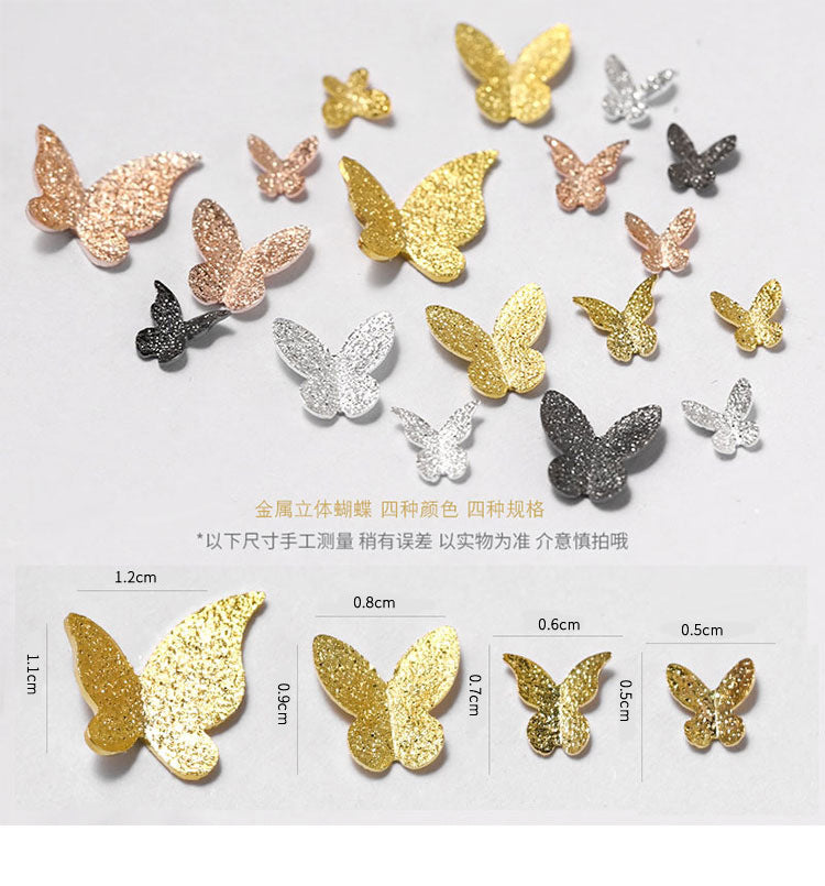 FDMD013 Nail Art 3D Metal Bow Nail Ornament, Frosted Gold Small Butterfly