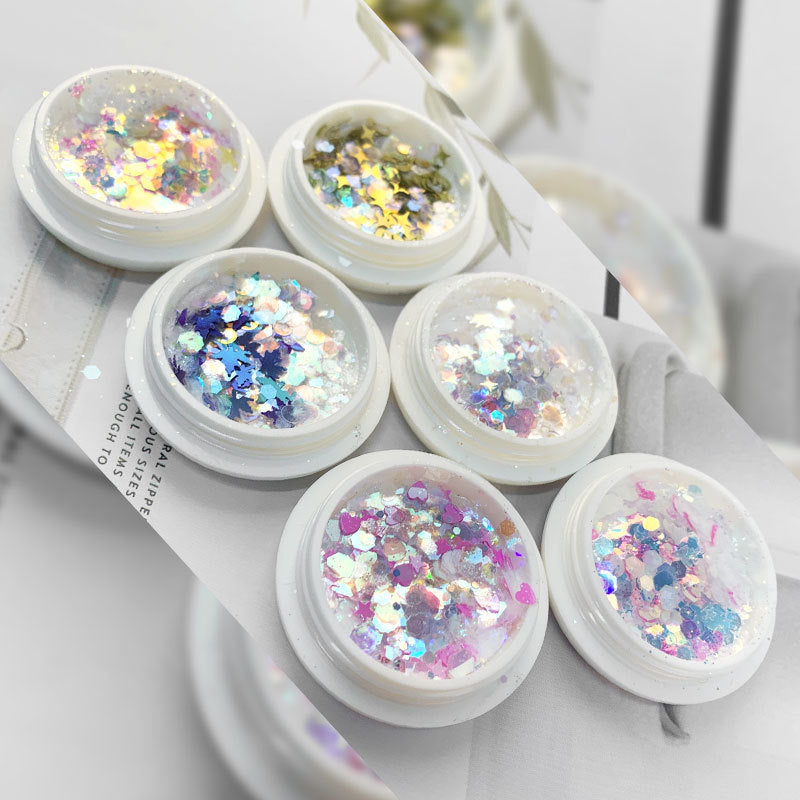 FFMB018 Nail Art Starry Laser Sequins, Irregular Starry Stars, Light Symphony Laser Sequins, Color-changing Set