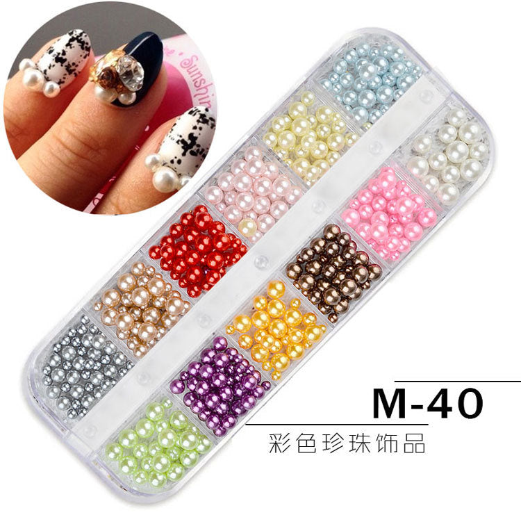 FDMC024 Nail Art Jewelry Glitter Sequins, 12 Grid Long Box Jewelry Symphony Sequins Pearl Shell