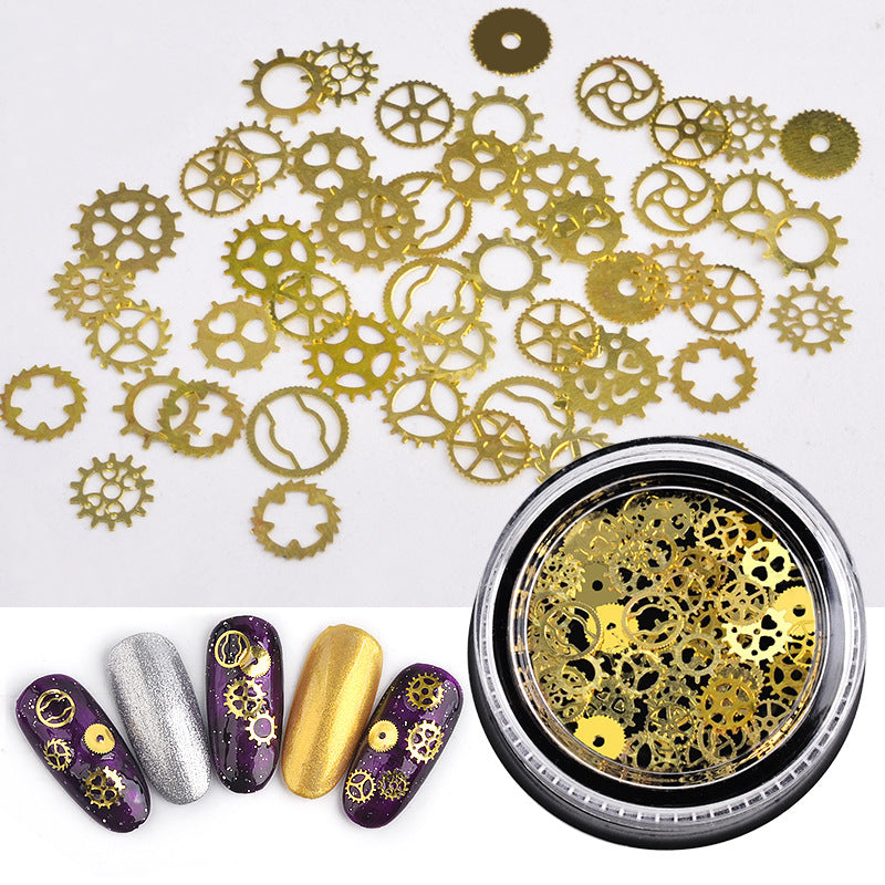 FDMC022 Nail Art Jewelry Hollow Metal Sheet Christmas Sticker Leaf Gear Gold Sheet Mix