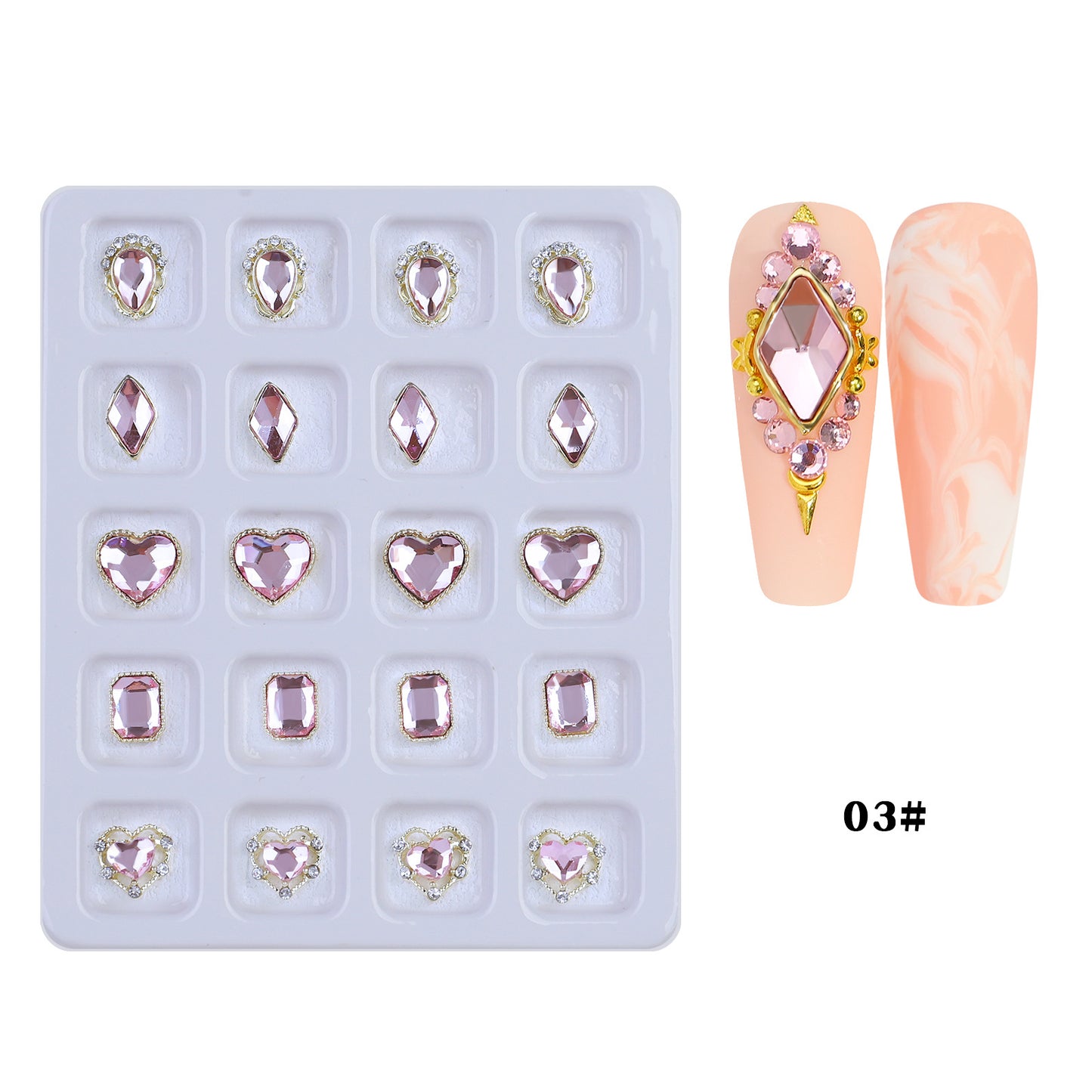 NZJ017 20pcs Blister Packaging Nail Art Rhinestone Alloy Inlaid Love Butterfly Nail Art Jewelry