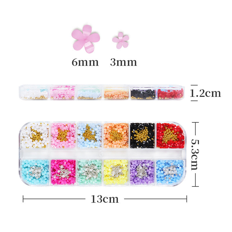 NZJ018 12 boxes/box acrylic petal resin five-petal flower colored gold and silver beads mixed jewelry