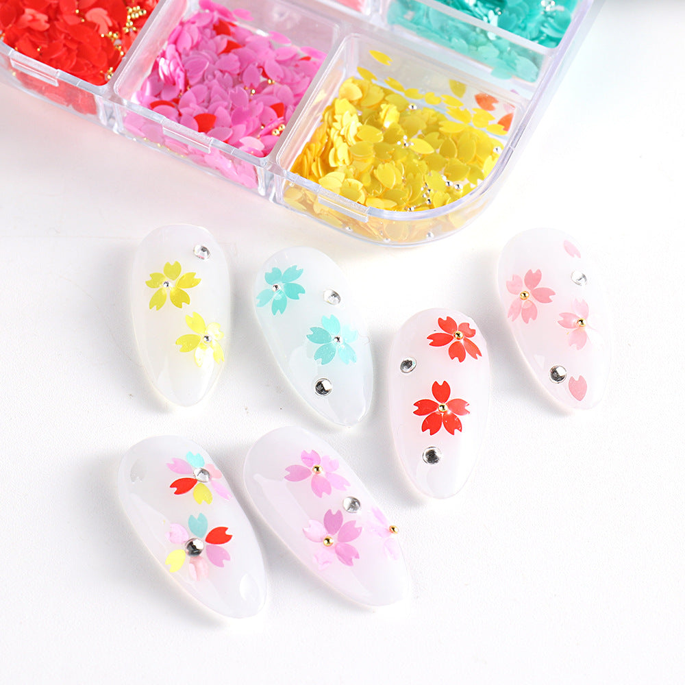 NDE065 Newest Flower Steel Ball Nail Art Accessories Ultra Thin Cherry Blossom Petals Sequins