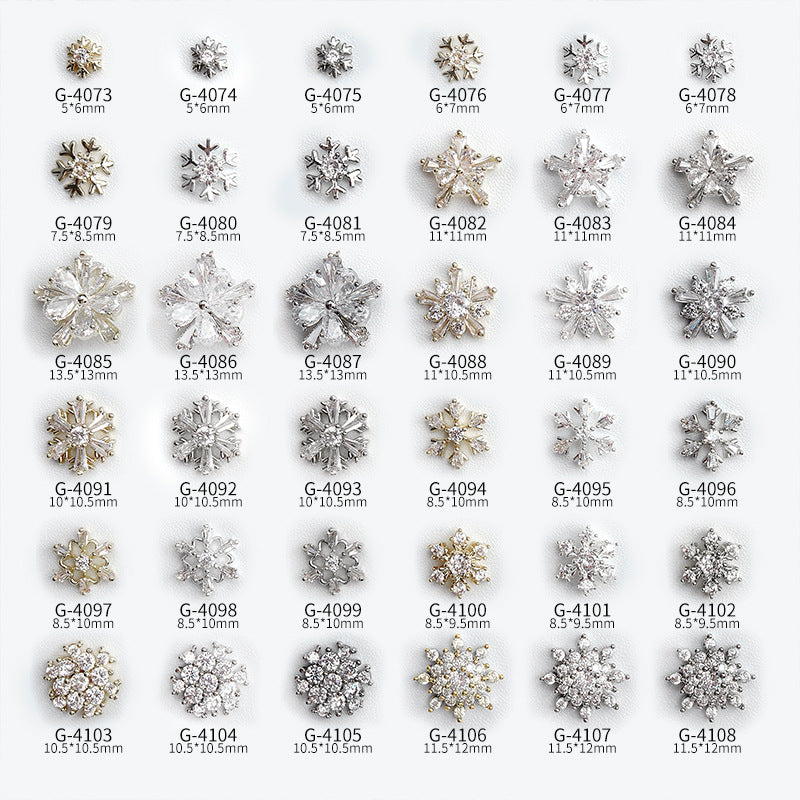 NZJ040 Christmas Nail Art Zircon Charms 3D Snowflake Nail Glitter Sticker Supplies Accessories Shiny Xtmas Nail Rhinestones Jewelry