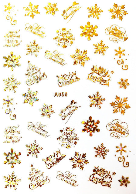 NS5D028  ForLife 3D Nail Art Christmas Slider Wraps Snowflake Elk Santa Adhesive Flame Sticker Red Gold Manicure Nails Designs