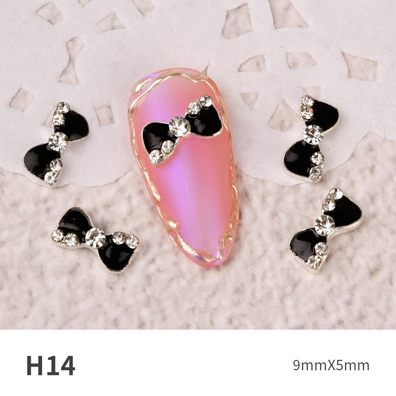 NZJ060 new Bowknot Nail Jewelry Shiny Japanese Alloy Rhinestone Nail Jewelry Pearl Diamond Jewelry
