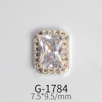 NZJ042 Colorful Zircon Gemstone Octagon Heart Diamond Alloy DIY Nail Art Charms for Nail Manicure Design