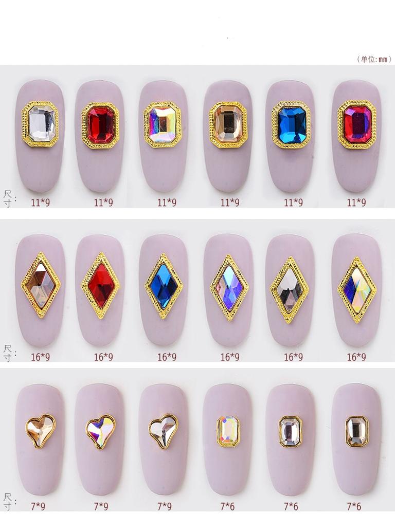 NRS007 ForLife 6 Grid Pack Flatback Nail Art Crystal Rhinestones Zircon Decorations 3d Alloy Retro Nail Accessories DIY tools