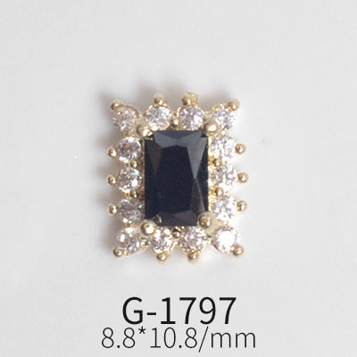 NZJ042 Colorful Zircon Gemstone Octagon Heart Diamond Alloy DIY Nail Art Charms for Nail Manicure Design