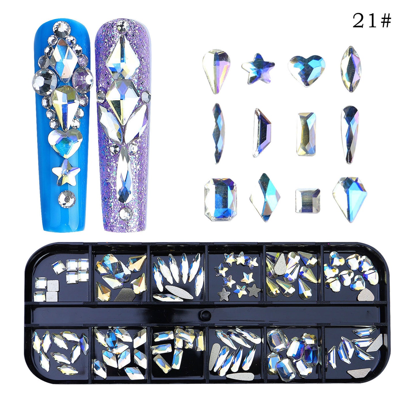 NRS027 ForLife Flat Bottom Glass Nail Rhinestones Decorations Crystal 3d Nail Art Accessories Shaped rhinestones