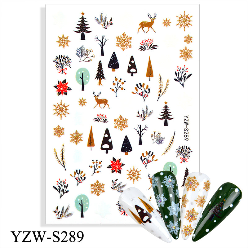 NS5D007  1pcs Christmas Winter Nail Sticker Robin Snow Flower New Year Halloween 3D Decals Nail Art Design Decor Accessories