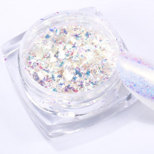 FNP054 12 Colors Magic Mirror Acrylic Powder Nail Art Laser Colorful Transparent Powder Nail Art Decoration