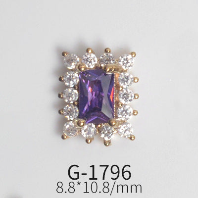 NZJ042 Colorful Zircon Gemstone Octagon Heart Diamond Alloy DIY Nail Art Charms for Nail Manicure Design