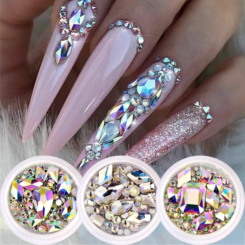 NRS008 ForLife 3D Nail Art Rhinestones Flatback Charm Heart acrylic Multislice Diamond Nail decoration DIY Nails Accessories
