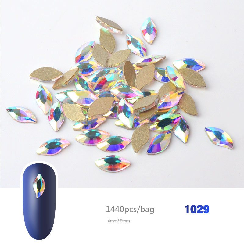 NRS019 Crystal AB 3D Nail Art Rhinestones Gem 1440pcs/bag Flatback Stones DIY Decorations Manicure Diamond Jewelry Different Shapes
