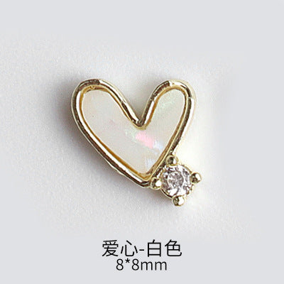 NZJ043 New nail art shell love jewelry metal accessories nail decoration diamond alloy jewelry
