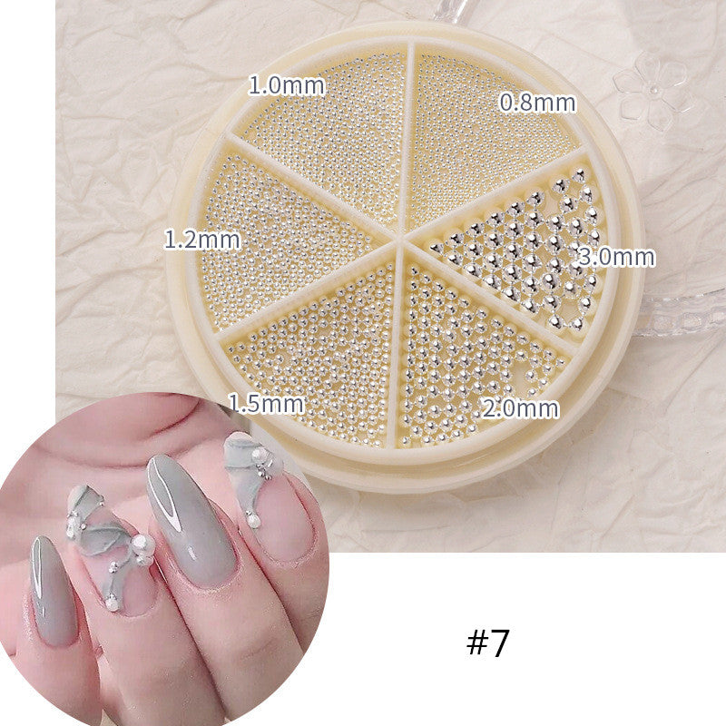 NAW003  Mixed Sizes Gold Sliver pearl Caviar Beads Diamond butterfly Bear Nail Art Decorations Wheel Manicure Tools