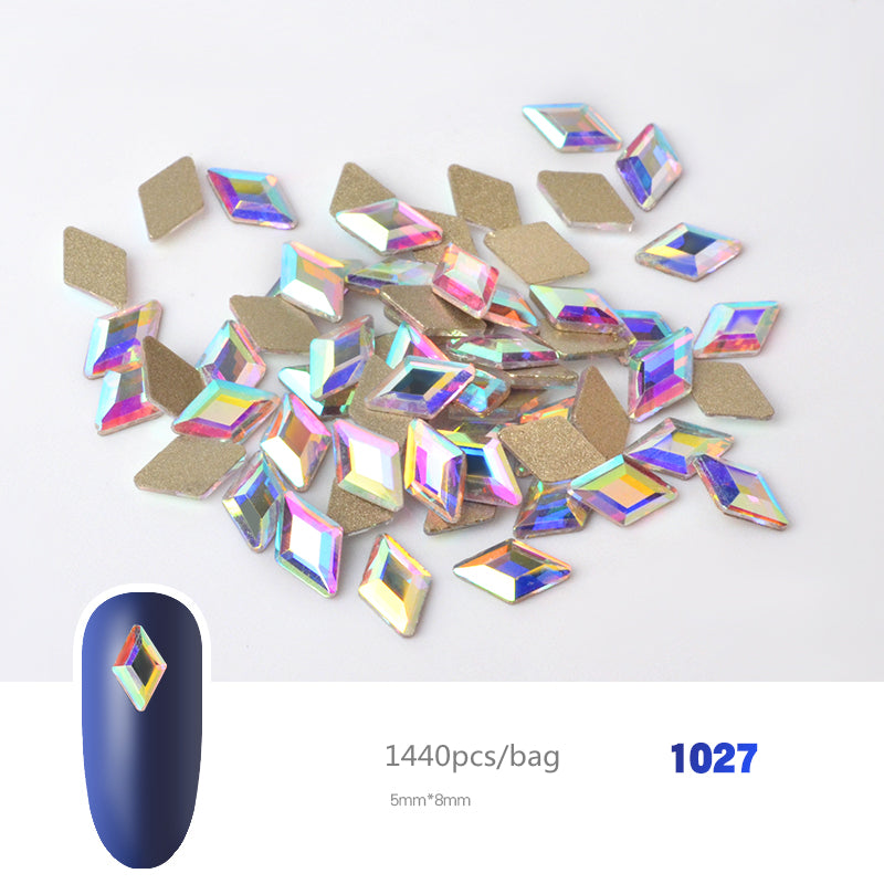 NRS019 Crystal AB 3D Nail Art Rhinestones Gem 1440pcs/bag Flatback Stones DIY Decorations Manicure Diamond Jewelry Different Shapes