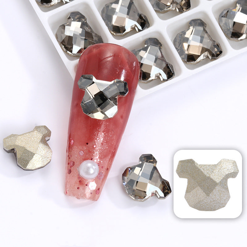 Nail Art Zircon Smart Bear Beating Preserving 3D Nail Jewelry Bear Christmas series 3D fancy shaped crystal stone pointback