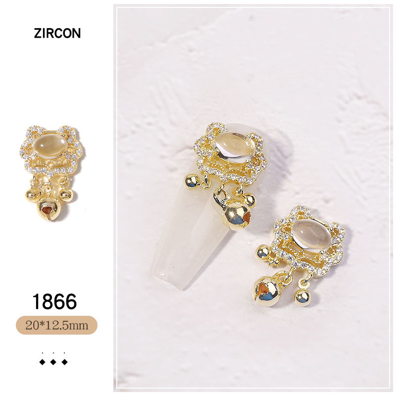 NZJ052 New Luxury Zircon Crystal Rhinestones For Nails Alloy Gold Nail Art Decorations Fashion Jewelry Ornaments