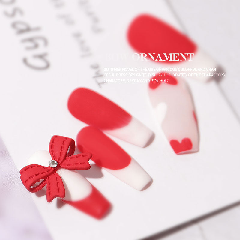 NDE061 ForLife nail art accessories three-dimensional spray paint butterfly red ribbon 3D alloy bow decoration