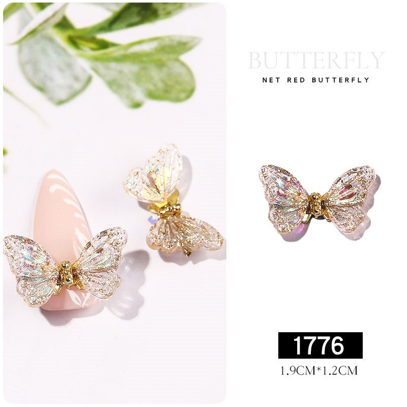 NDE042 ForLife 3D Aurora Simulation Flying Butterfly Nail Art Decorations Luxury Crystal Zircon Nail Jewelry