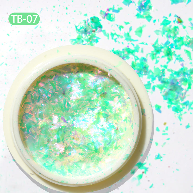 FNP026  TB Acrylic Nail Diamond Powder Holographic Aurora Powder For Nails Transparent Laser Pigment Nail Glitter Powder