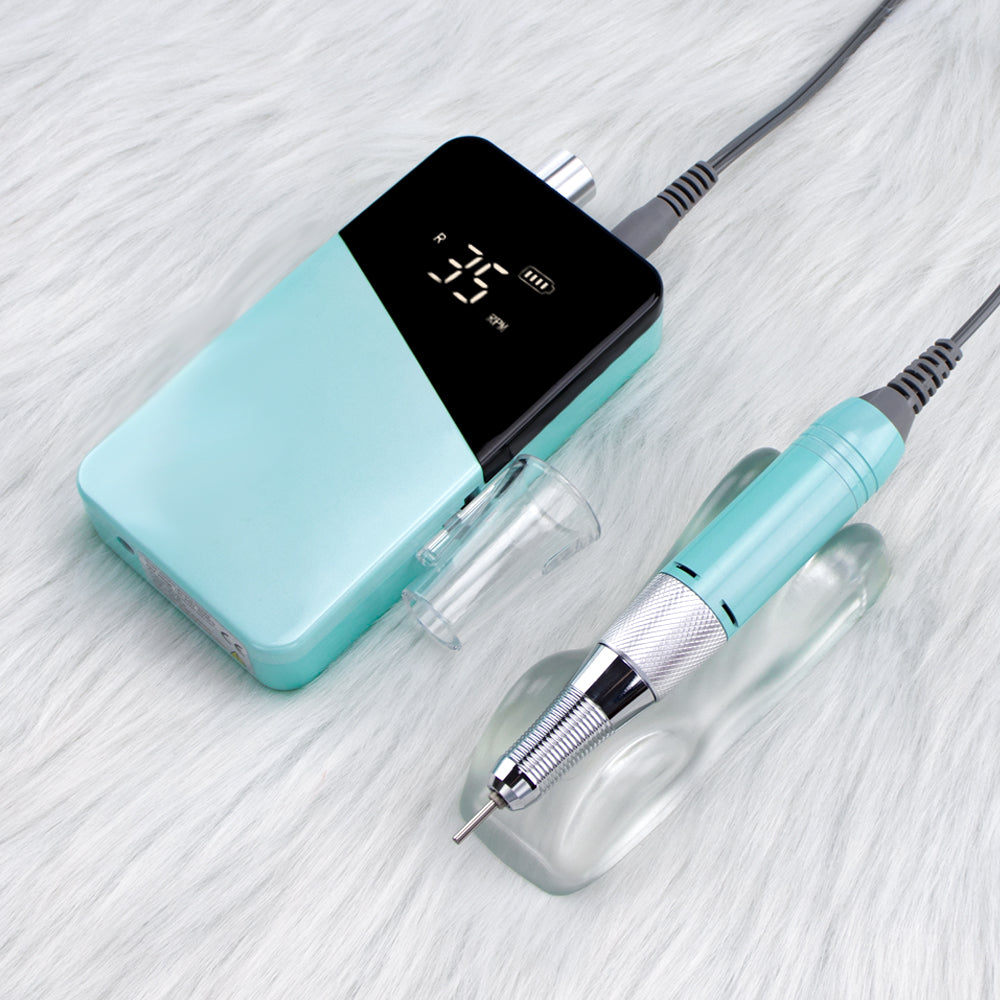 FNDM049 Free Customize Logo Popular Mermaid Color Strong 35.000 RPM Portable Wireless Rechargeable Electric E-file Nail Drill Manicure