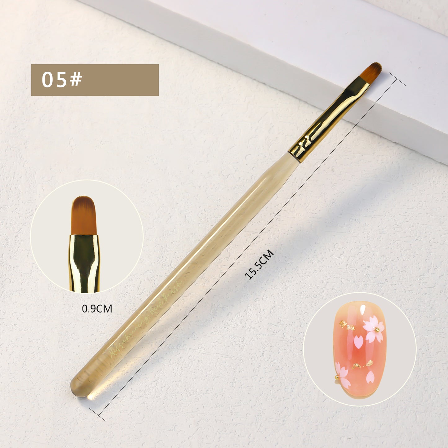 NBR046 New Simple Ice Transparent Brown Acrylic Nail Art Brush Flat Head Round Head Nail Art Paint Pen