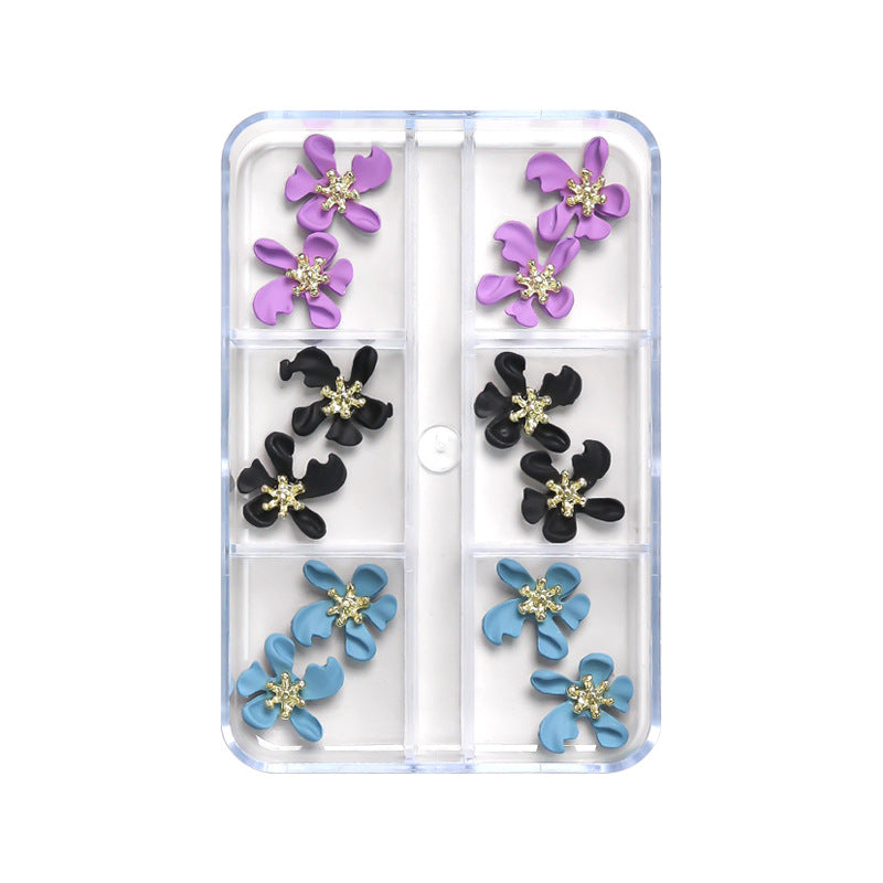 NZJ020 Nail Art Camellia Cherry Planet Six-Grid Alloy Jewelry Wholesale