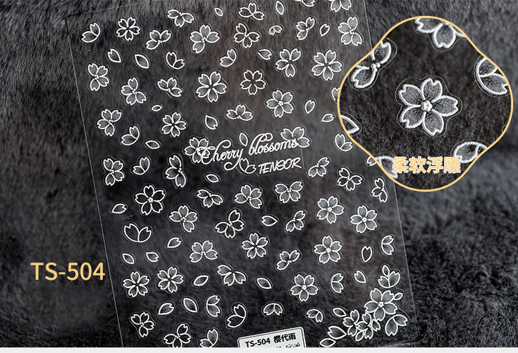 NS5D001 New Summer Nail Leave 5D Nail Sticker Adhesive Decal Summer Drinking Fruit Slider Laser Nail Art Decoration Manicure Wrap 3D