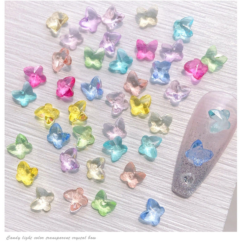 NZJ013 30pcs mixed Nail Crystal Butterfly Summer Color Clear 3D Butterfly Nail Art Jewelry