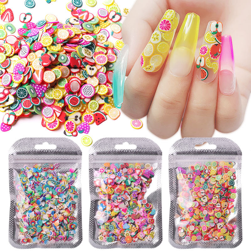 NDE055 ForLife Nail Art Decorations Soft Polymer Clay Fruit Slices Mixed Fruit Patterns Colorful DIY Decoration 1000pcs