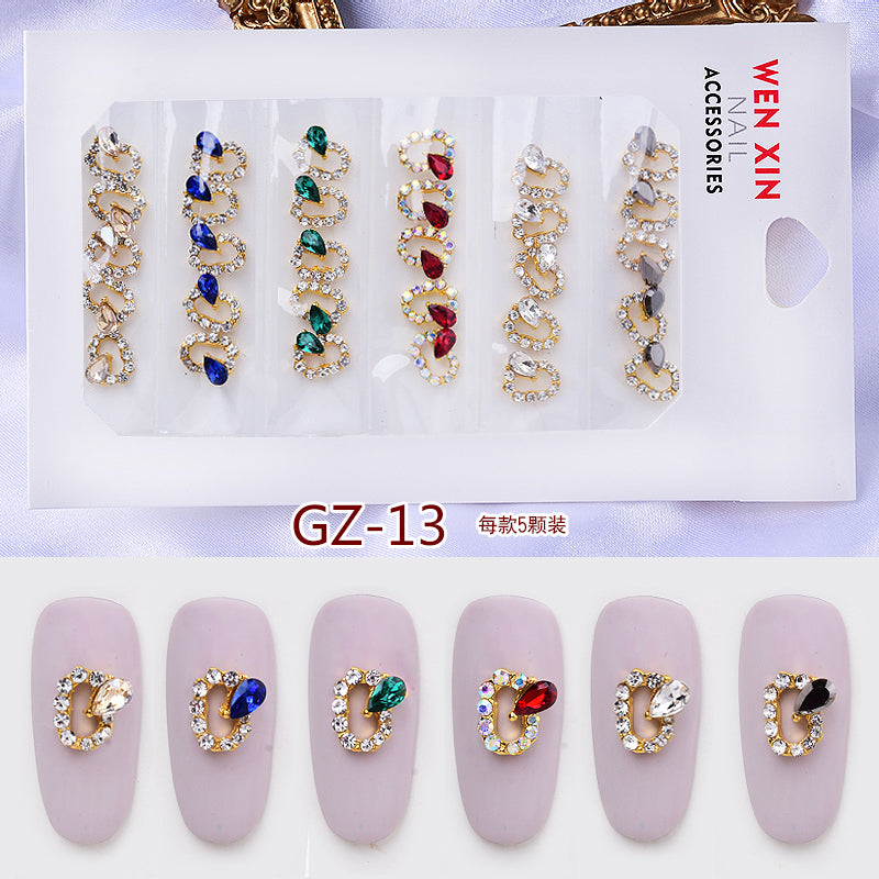 NRS007 ForLife 6 Grid Pack Flatback Nail Art Crystal Rhinestones Zircon Decorations 3d Alloy Retro Nail Accessories DIY tools