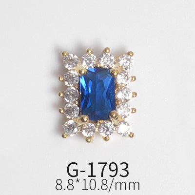 NZJ042 Colorful Zircon Gemstone Octagon Heart Diamond Alloy DIY Nail Art Charms for Nail Manicure Design