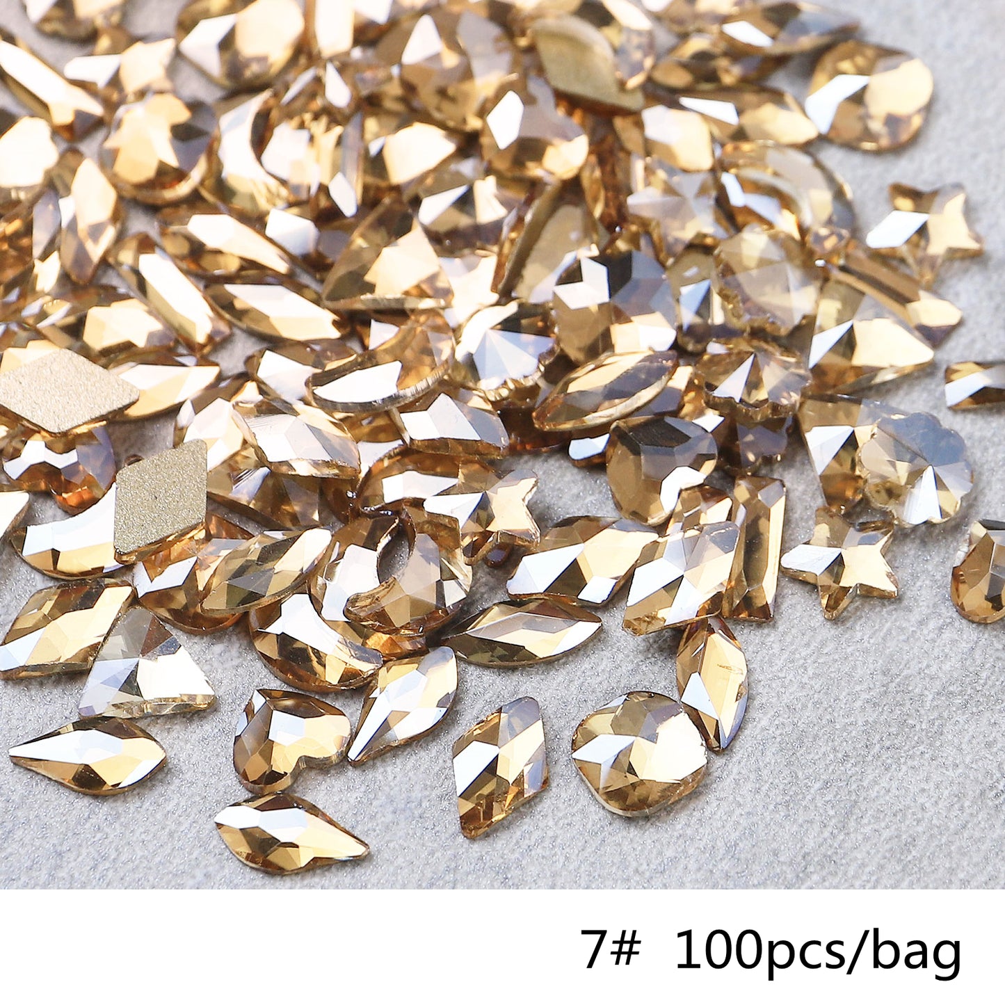 NRS023 100pcs nail art accessories Aurora silver black ABcolor special-shaped glass flat bottom rhinestones DIY nail art jewelry