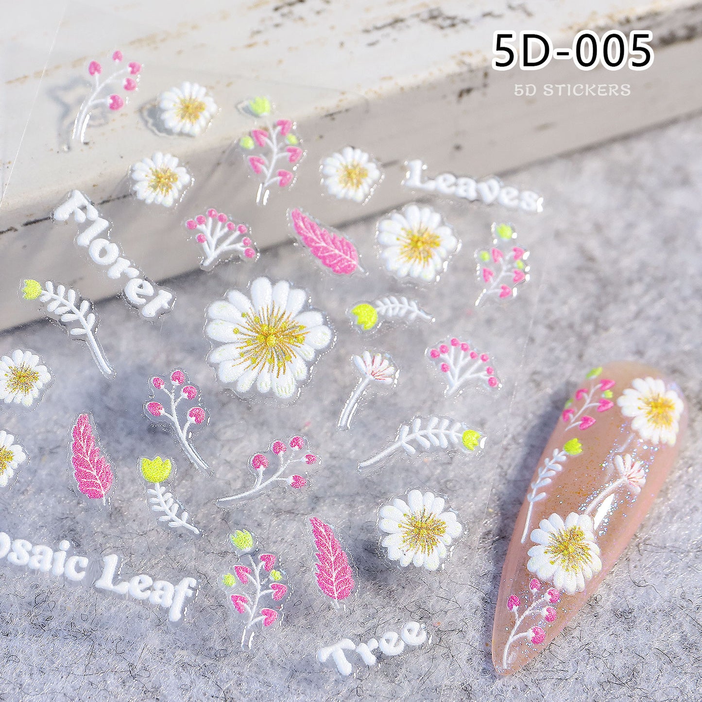 NS5D004  Nail Sticker 5D Embossed Flower Cartoon Donut Butterfly Love Series Nail Sticker 3D
