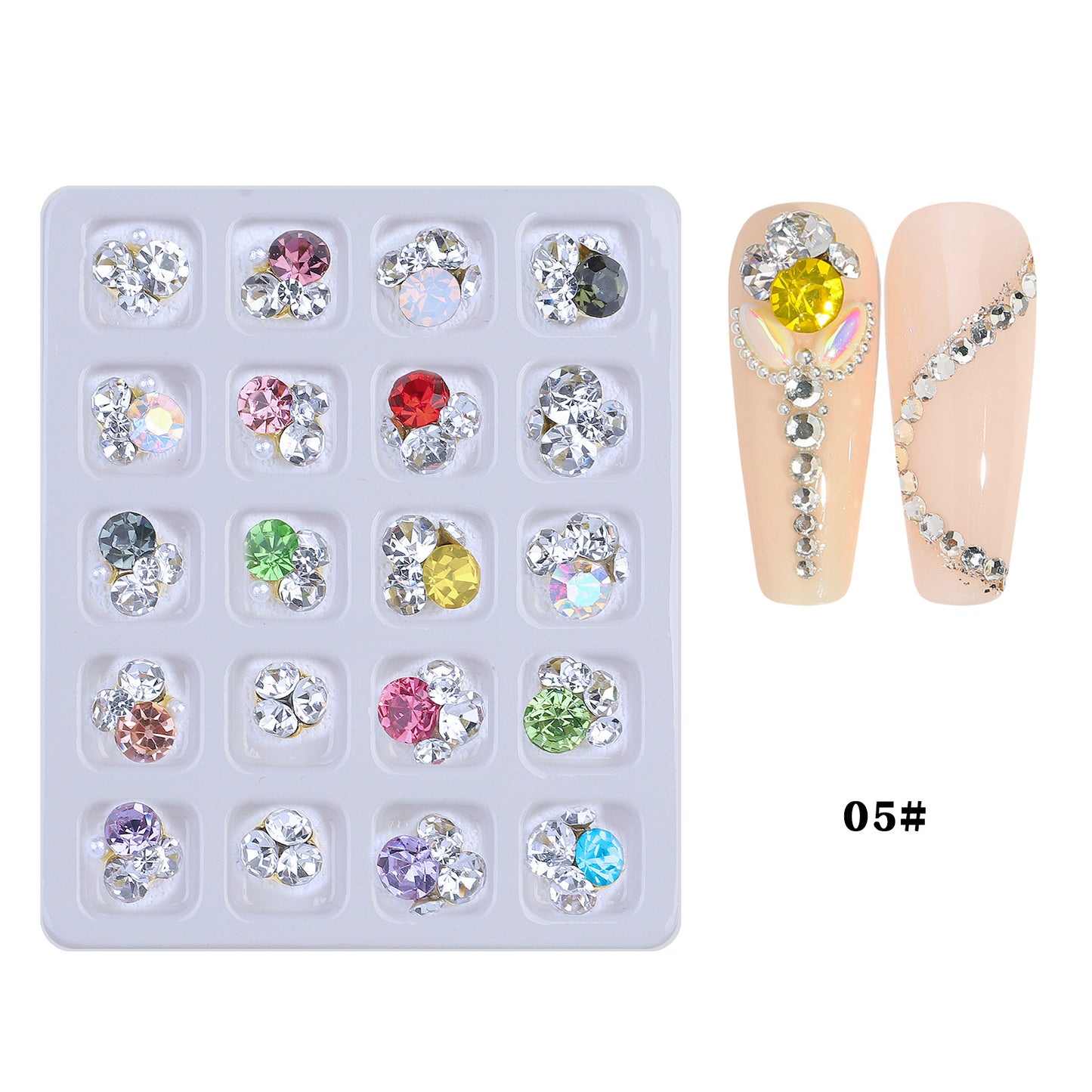 NZJ017 20pcs Blister Packaging Nail Art Rhinestone Alloy Inlaid Love Butterfly Nail Art Jewelry