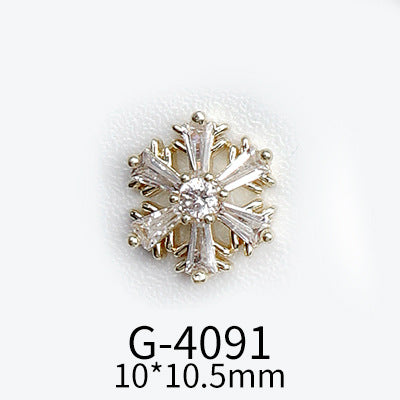 NZJ040 Christmas Nail Art Zircon Charms 3D Snowflake Nail Glitter Sticker Supplies Accessories Shiny Xtmas Nail Rhinestones Jewelry